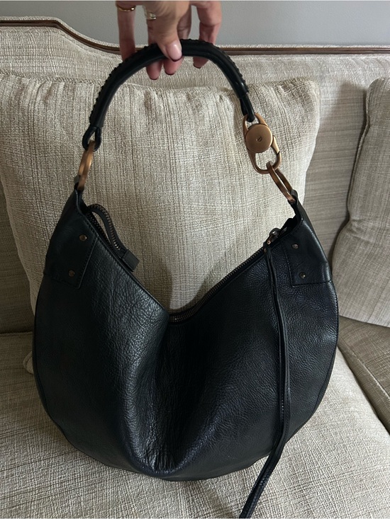 Gucci Handbags - Gucci Moon Crescent Hobo Black calf skin leather with Champagne Gold Hardware
